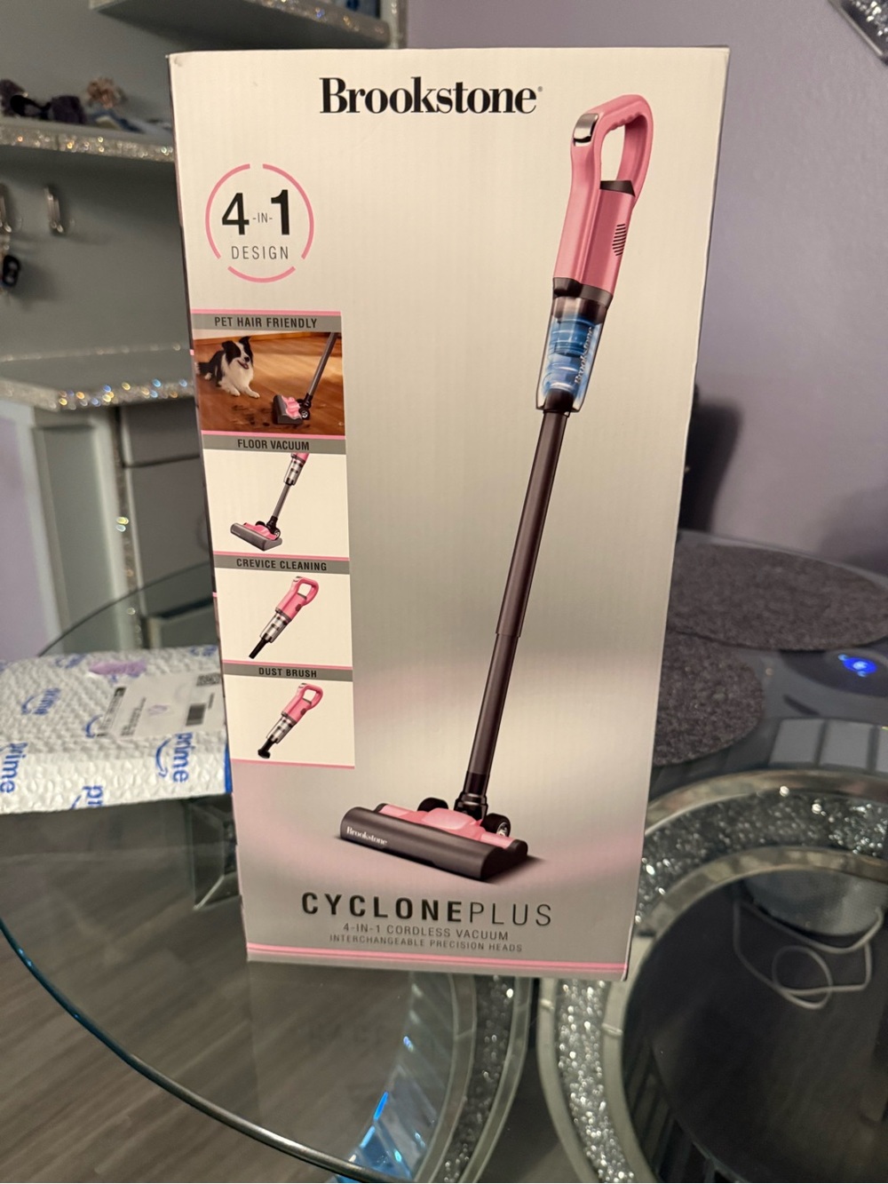 Brookstone pink cordless vacuum cleaner 4 in 1 cyclone plus